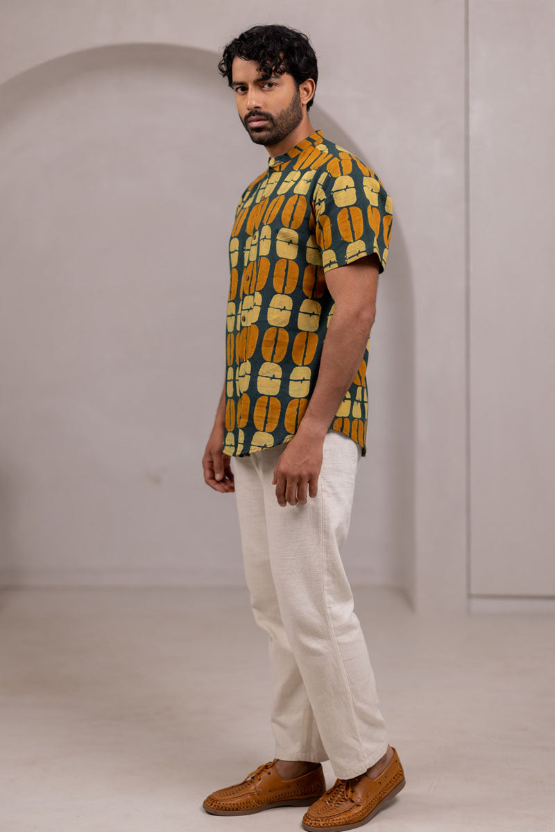 Mandarin Collar Half Sleeve Shirt - 08