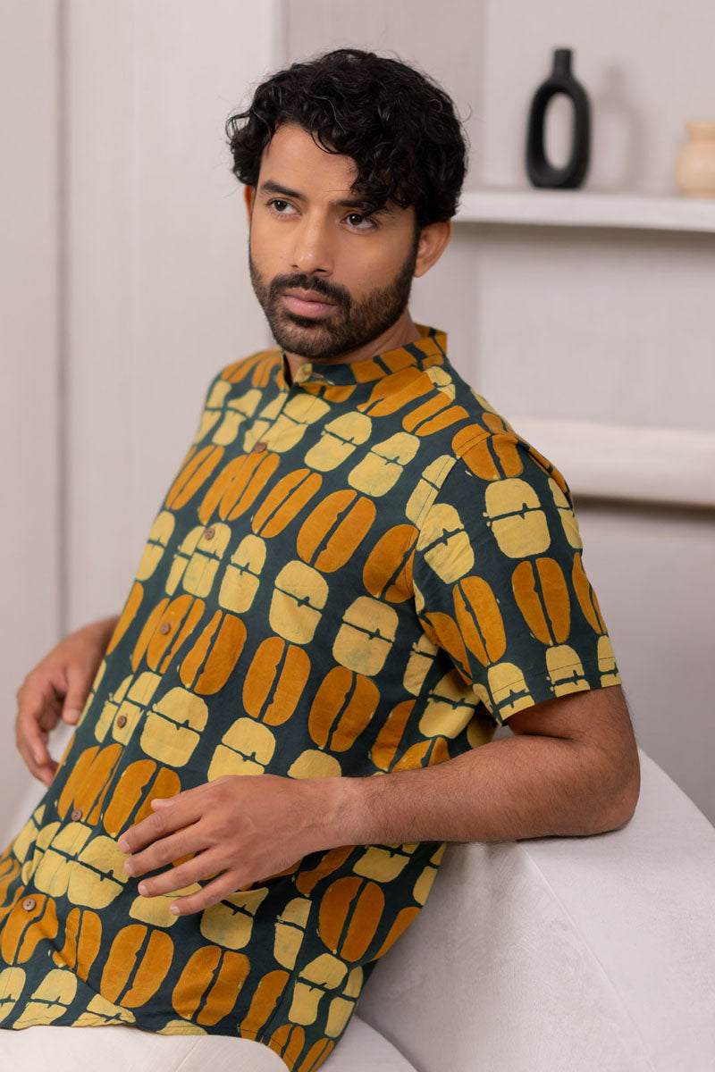 Mandarin Collar Half Sleeve Shirt - 08