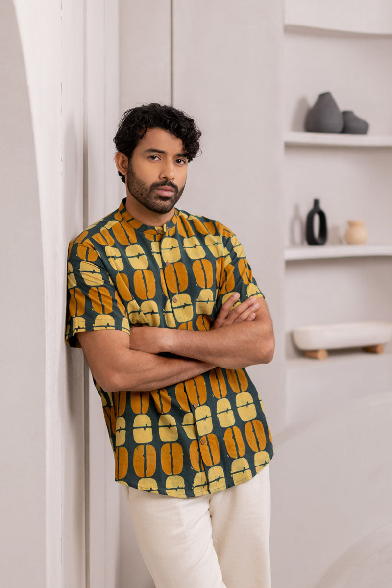 Mandarin Collar Half Sleeve Shirt - 08