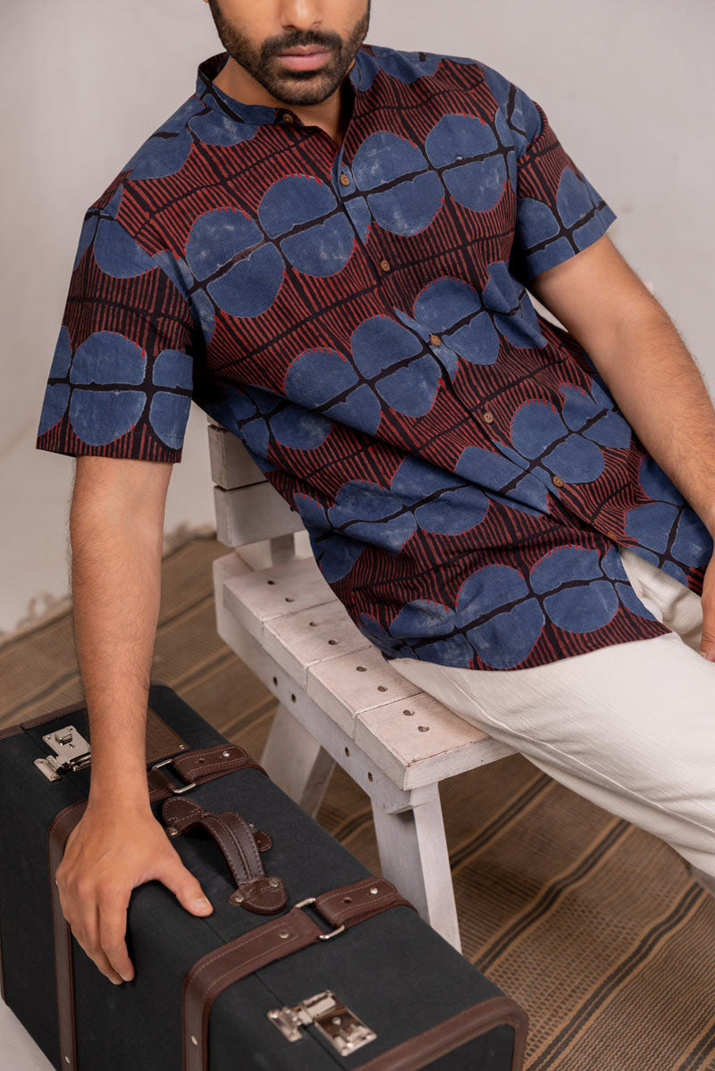 Mandarin Collar Half Sleeve Shirt - 09