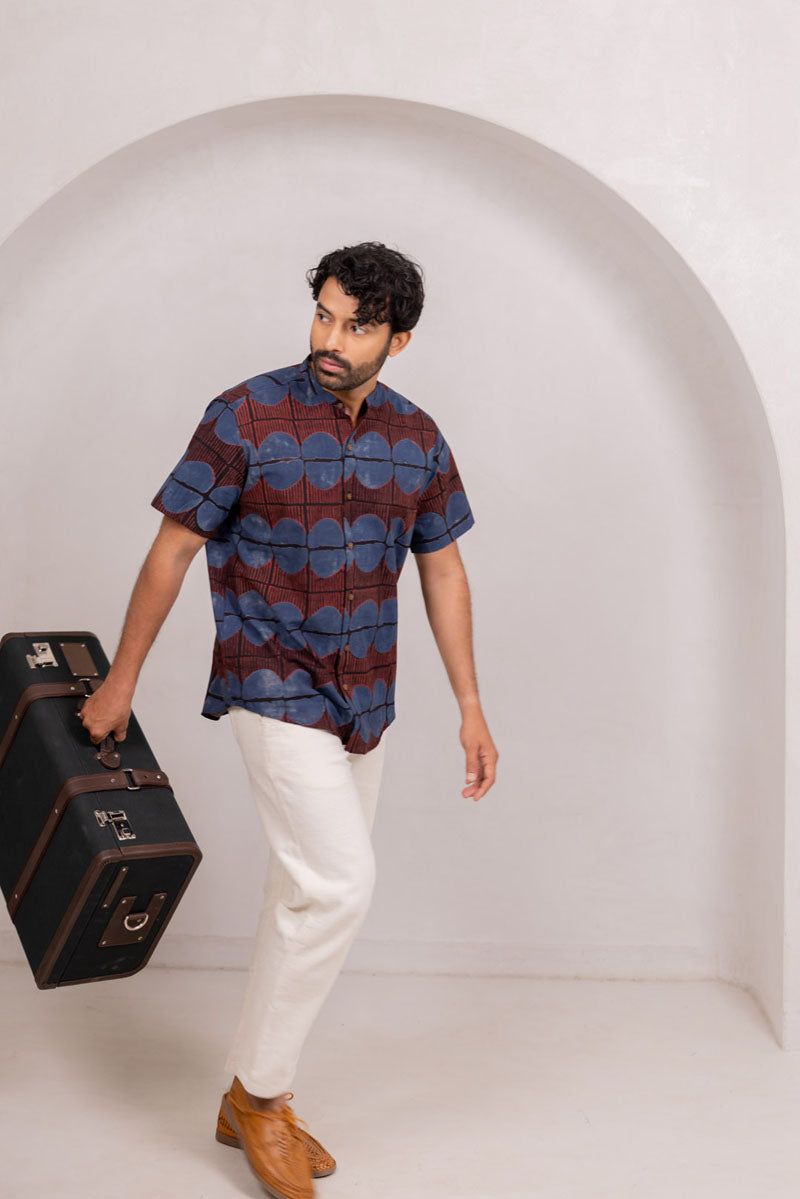 Mandarin Collar Half Sleeve Shirt - 09