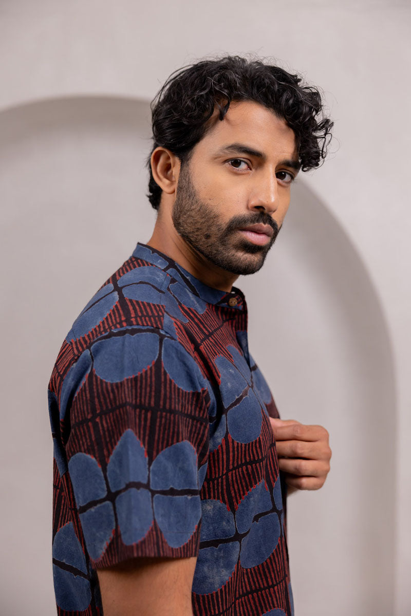 Mandarin Collar Half Sleeve Shirt - 09