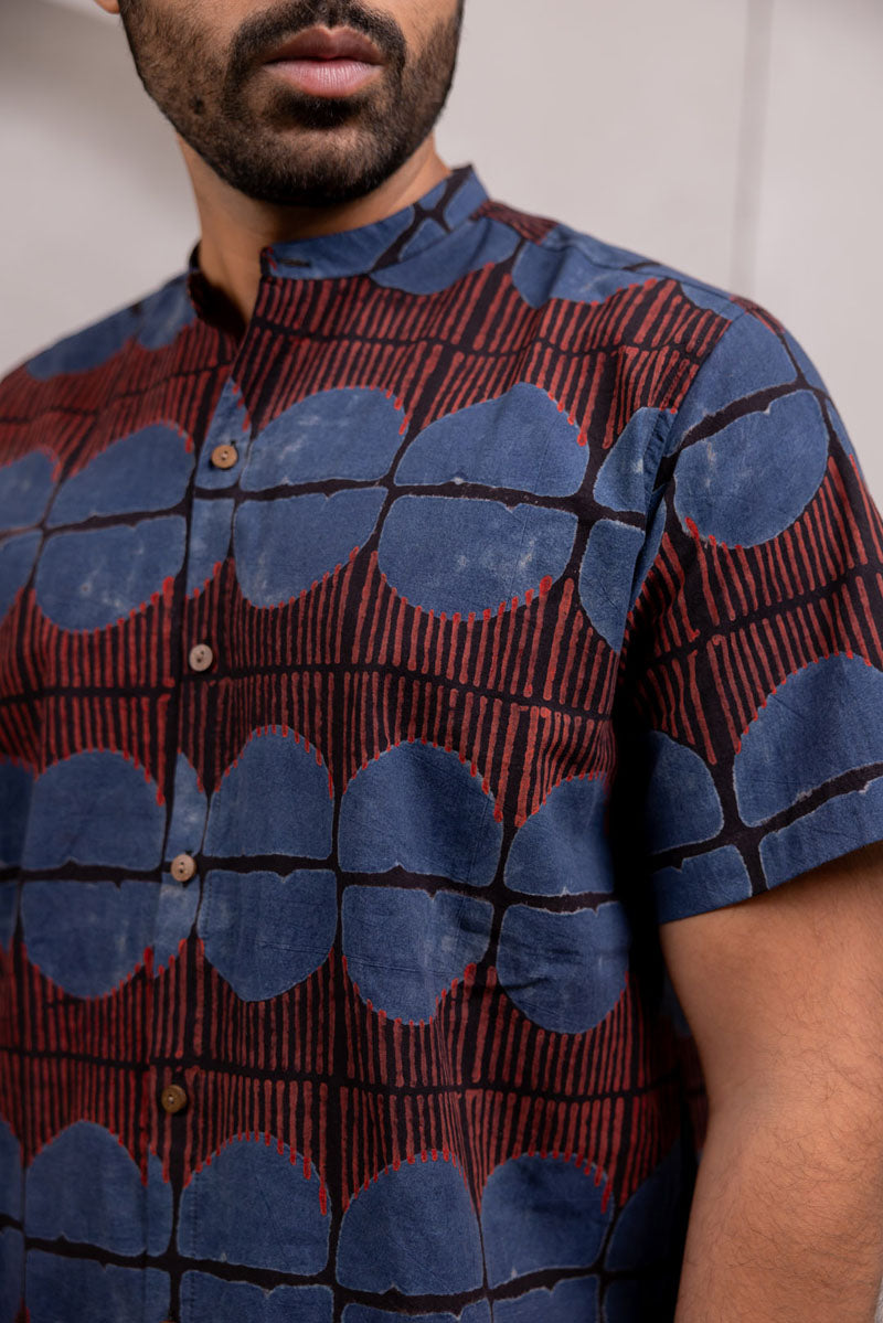 Mandarin Collar Half Sleeve Shirt - 09