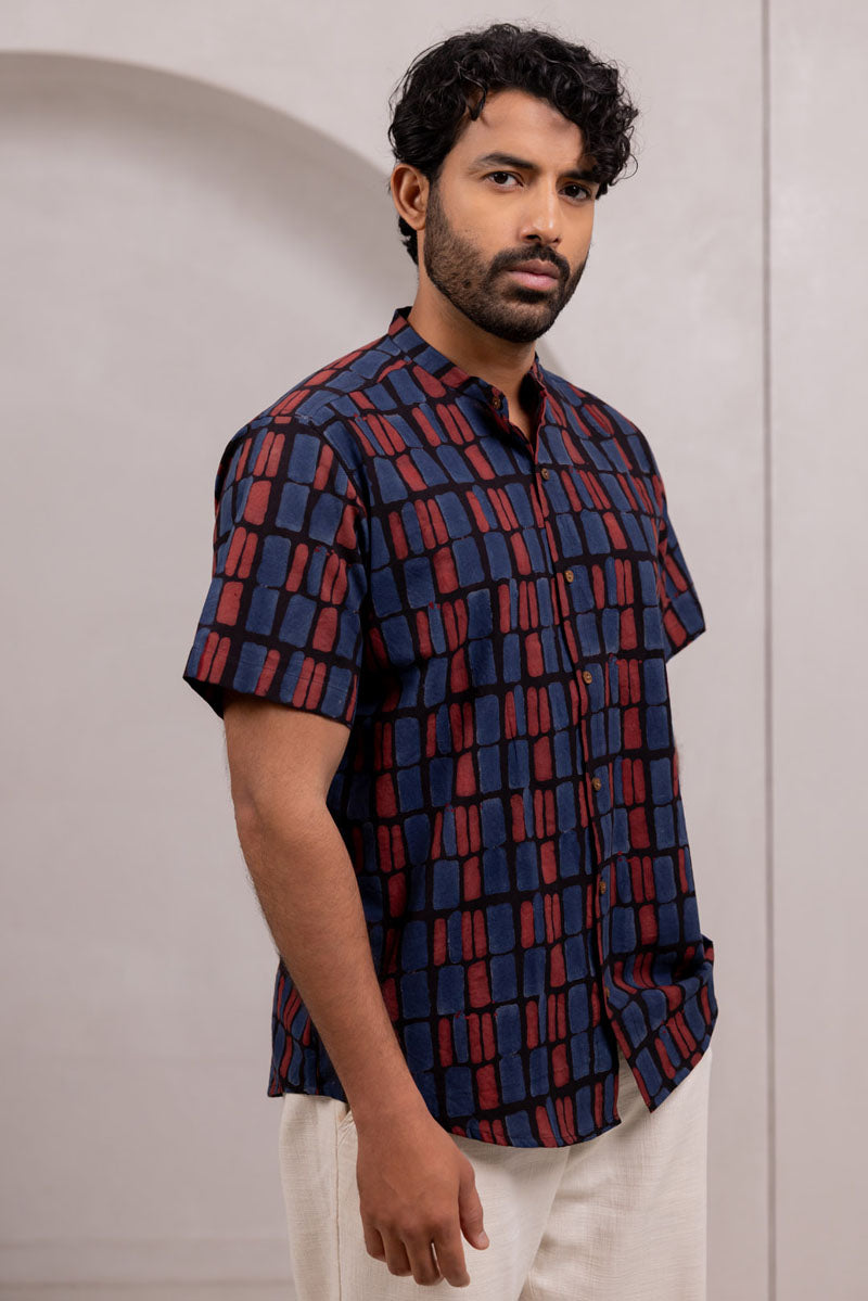 Mandarin Collar Half Sleeve Shirt - 10