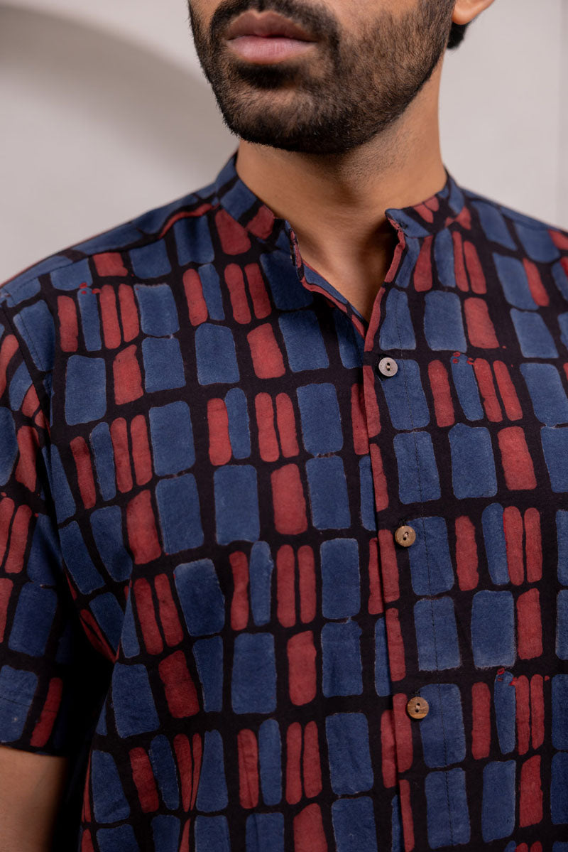 Mandarin Collar Half Sleeve Shirt - 10