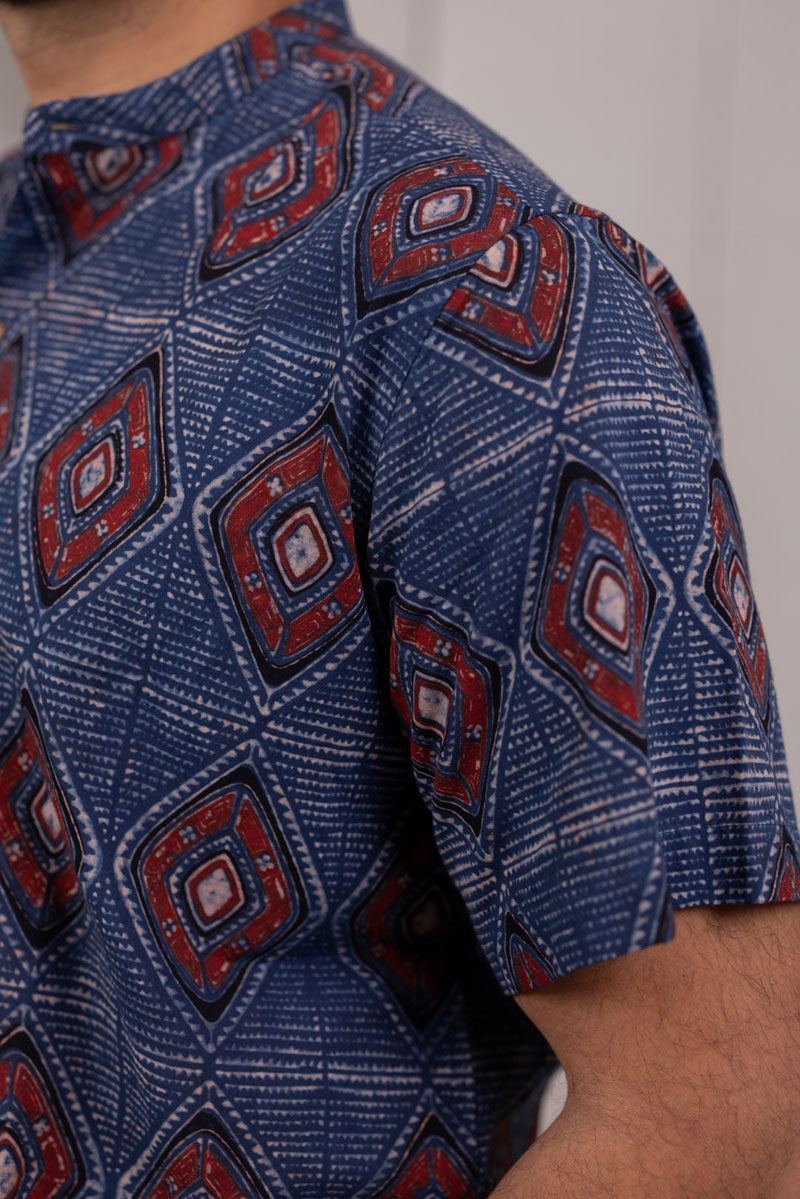 Mandarin Collar Half Sleeve Shirt - 07