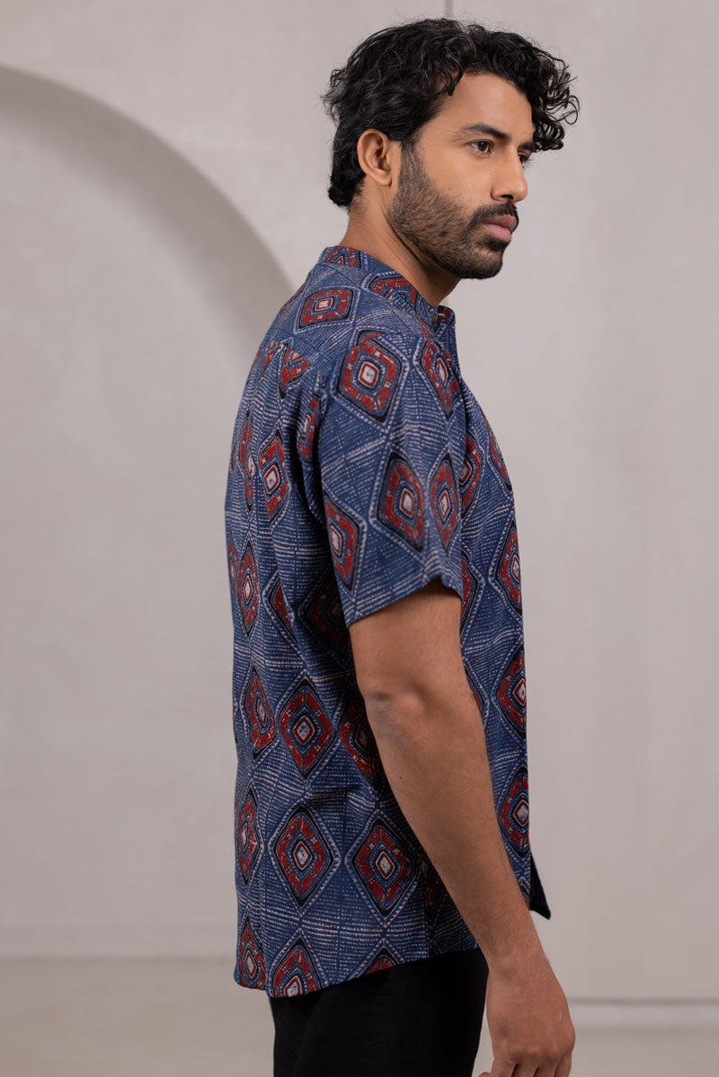 Mandarin Collar Half Sleeve Shirt - 07