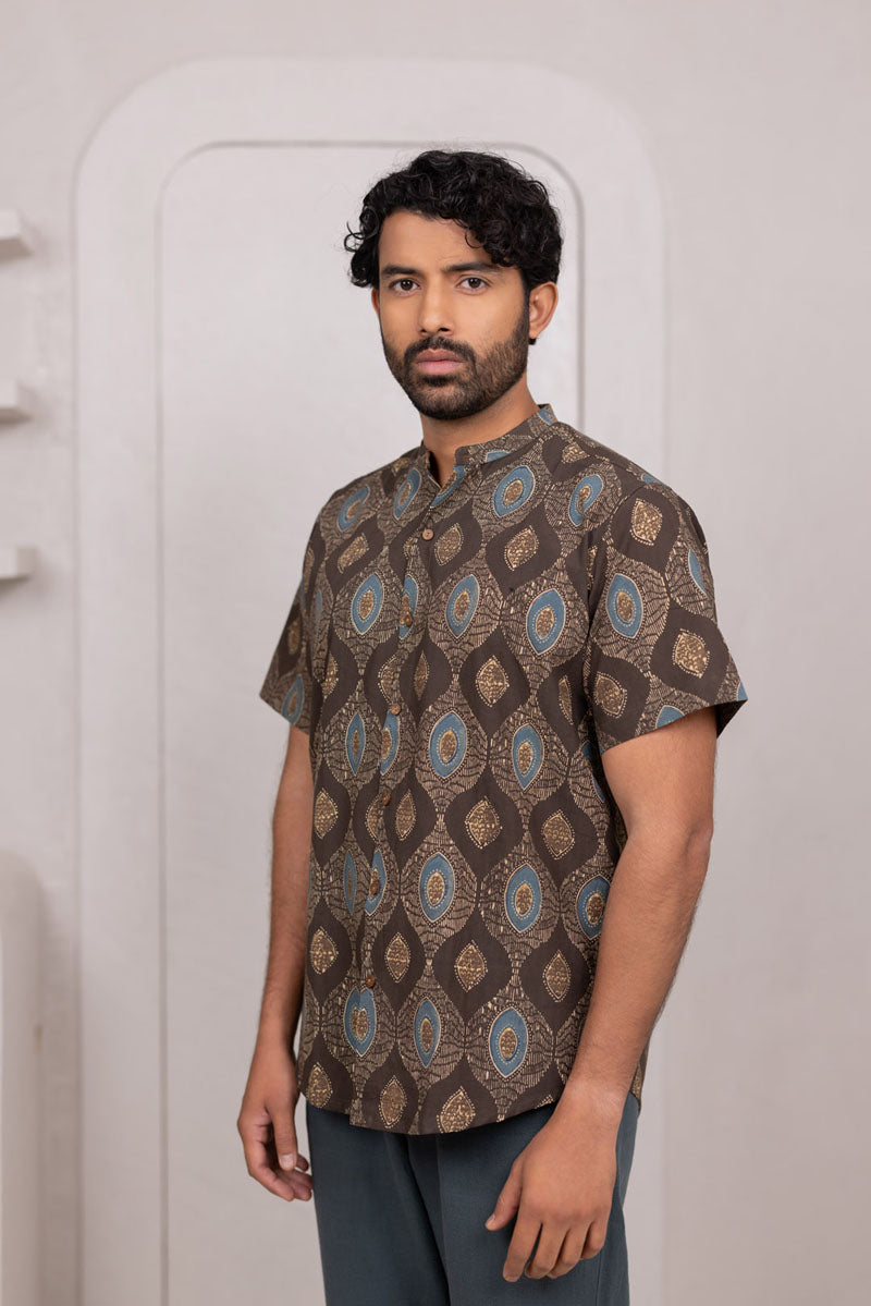 Mandarin Collar Half Sleeve Shirt - 01