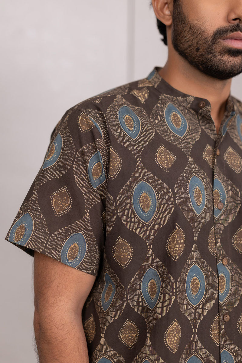 Mandarin Collar Half Sleeve Shirt - 01