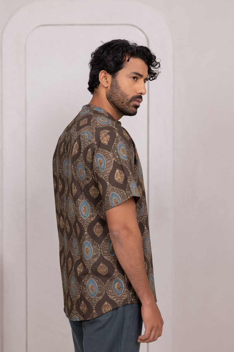 Mandarin Collar Half Sleeve Shirt - 01
