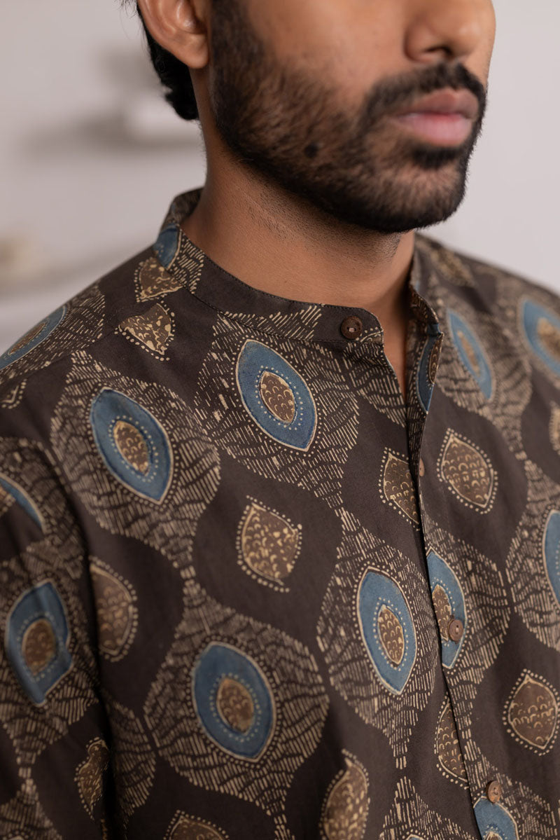 Mandarin Collar Half Sleeve Shirt - 01
