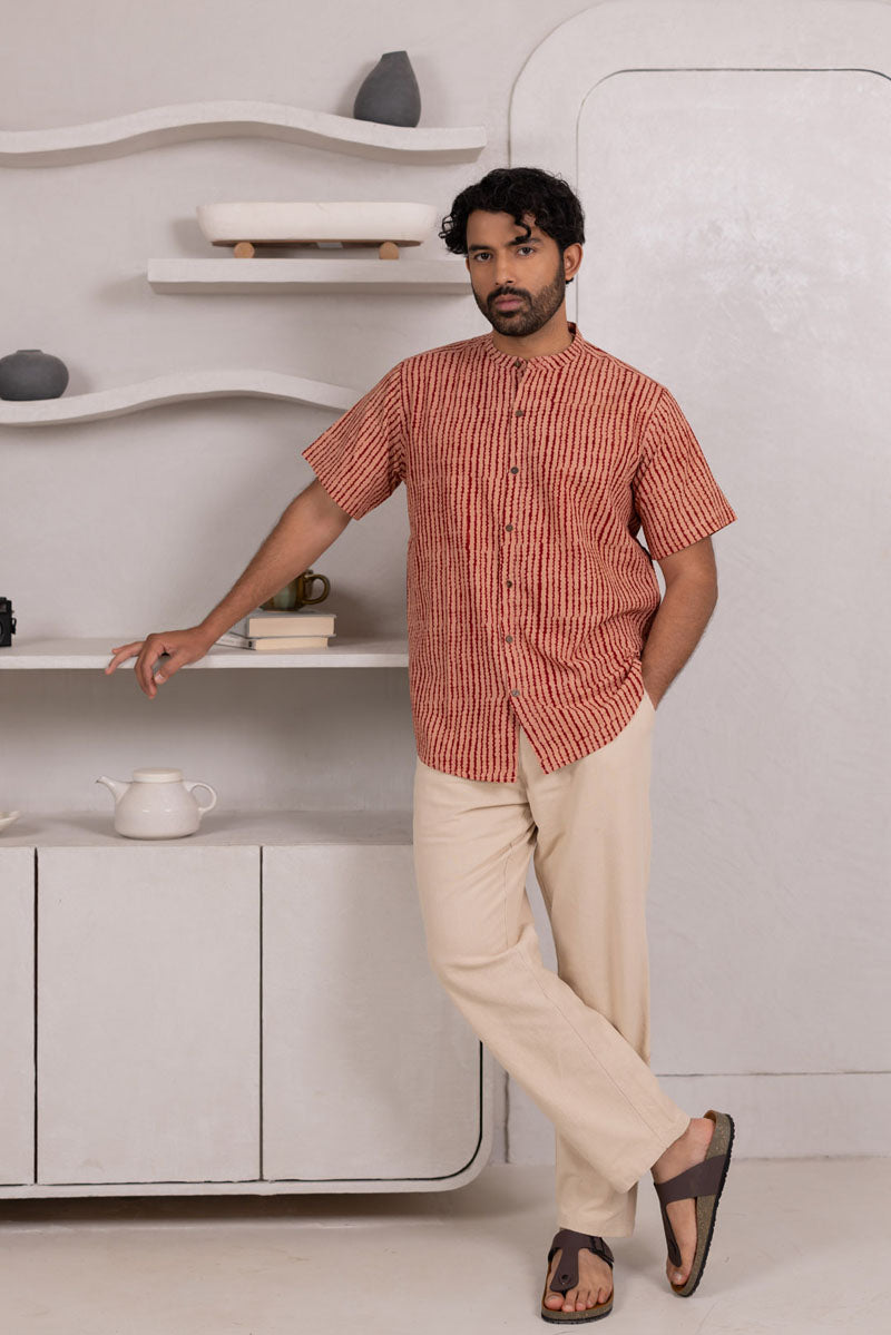 Mandarin Collar Half Sleeve Shirt - 03