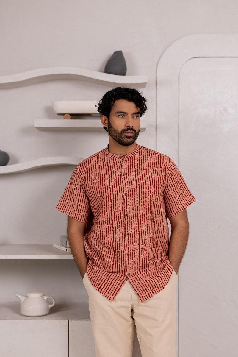 Mandarin Collar Half Sleeve Shirt - 03