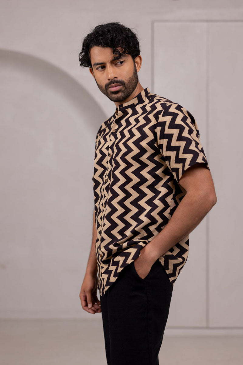 Mandarin Collar Half Sleeve Shirt - 02