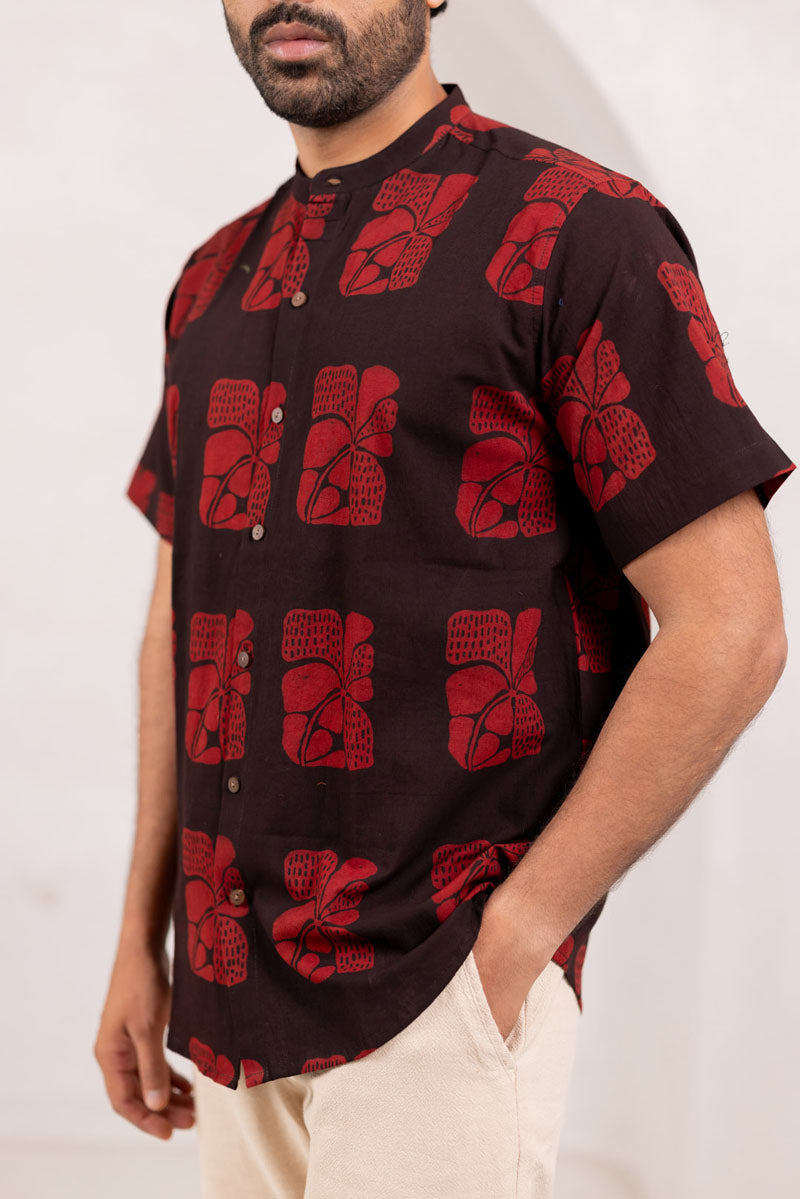 Mandarin Collar Half Sleeve Shirt - 04