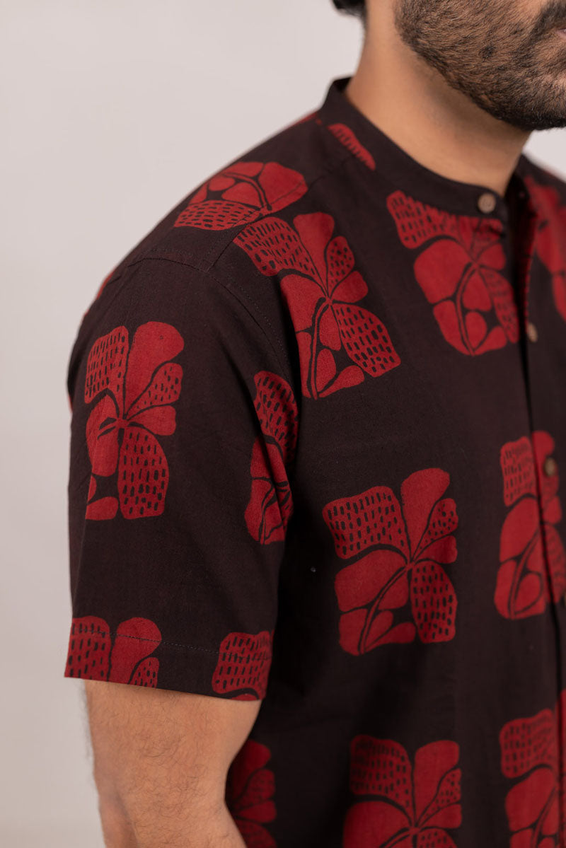 Mandarin Collar Half Sleeve Shirt - 04