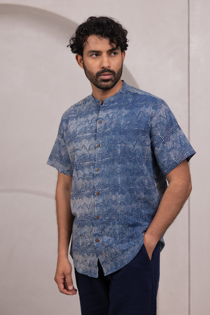Mandarin Collar Half Sleeve Shirt - 05