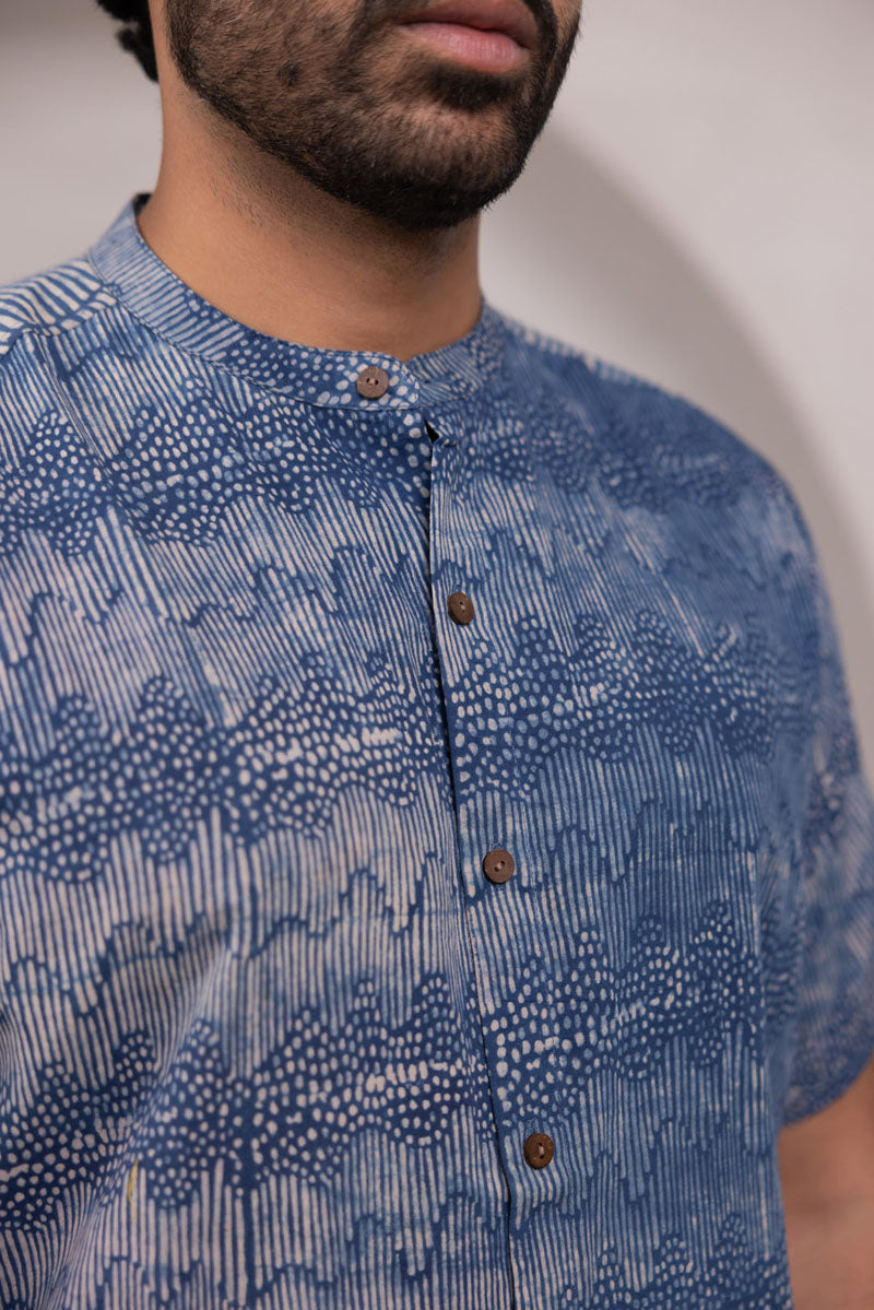 Mandarin Collar Half Sleeve Shirt - 05