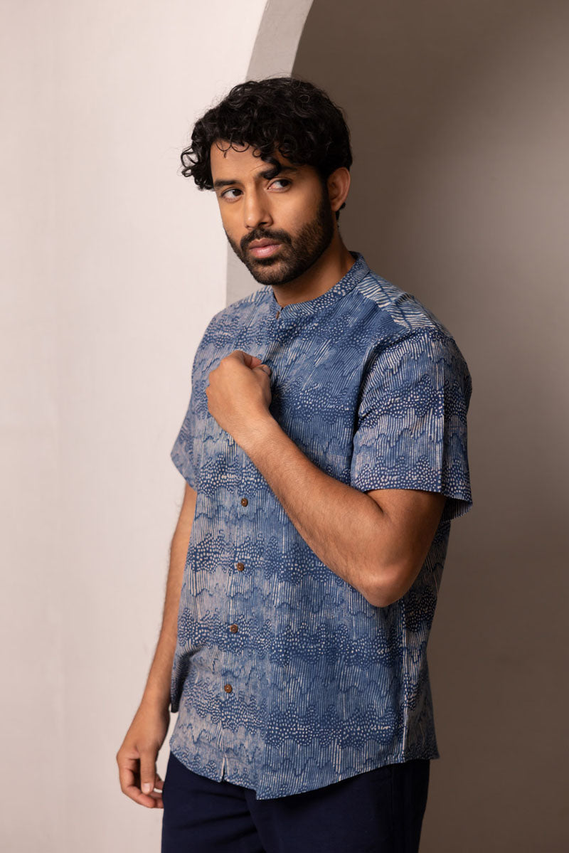Mandarin Collar Half Sleeve Shirt - 05