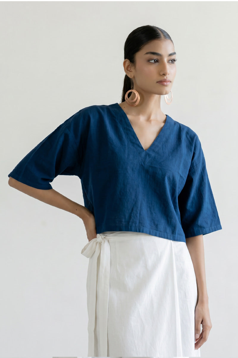 Basic Top - Indigo V Neck