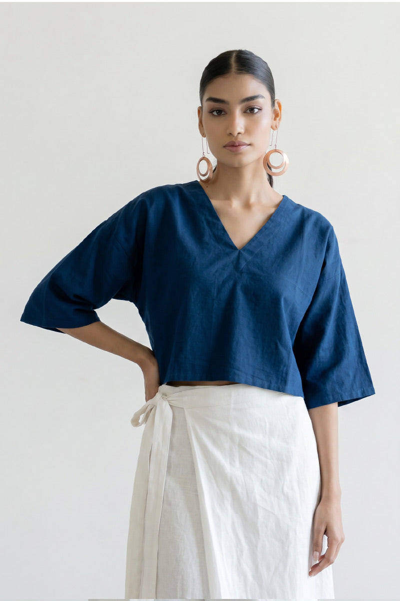 Basic Top - Indigo V Neck