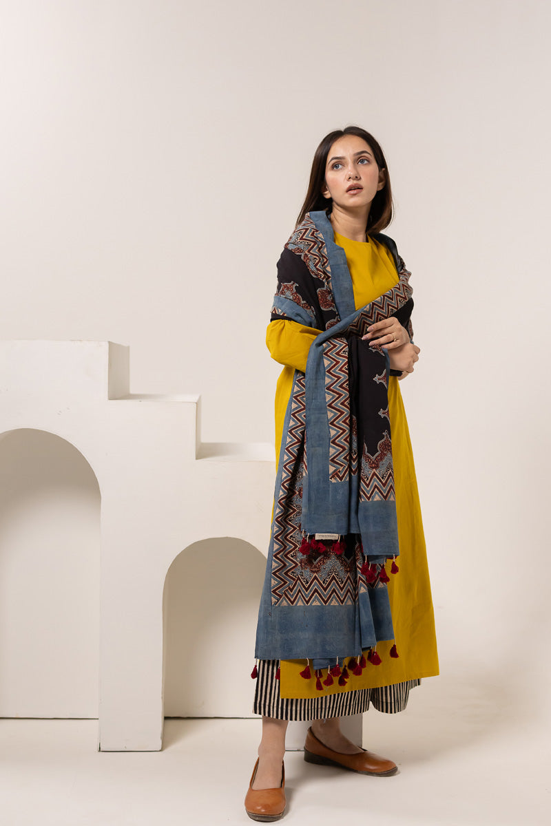 Set of 3 - Kurta, Dupatta, Culottes - Earthy Echoes 04