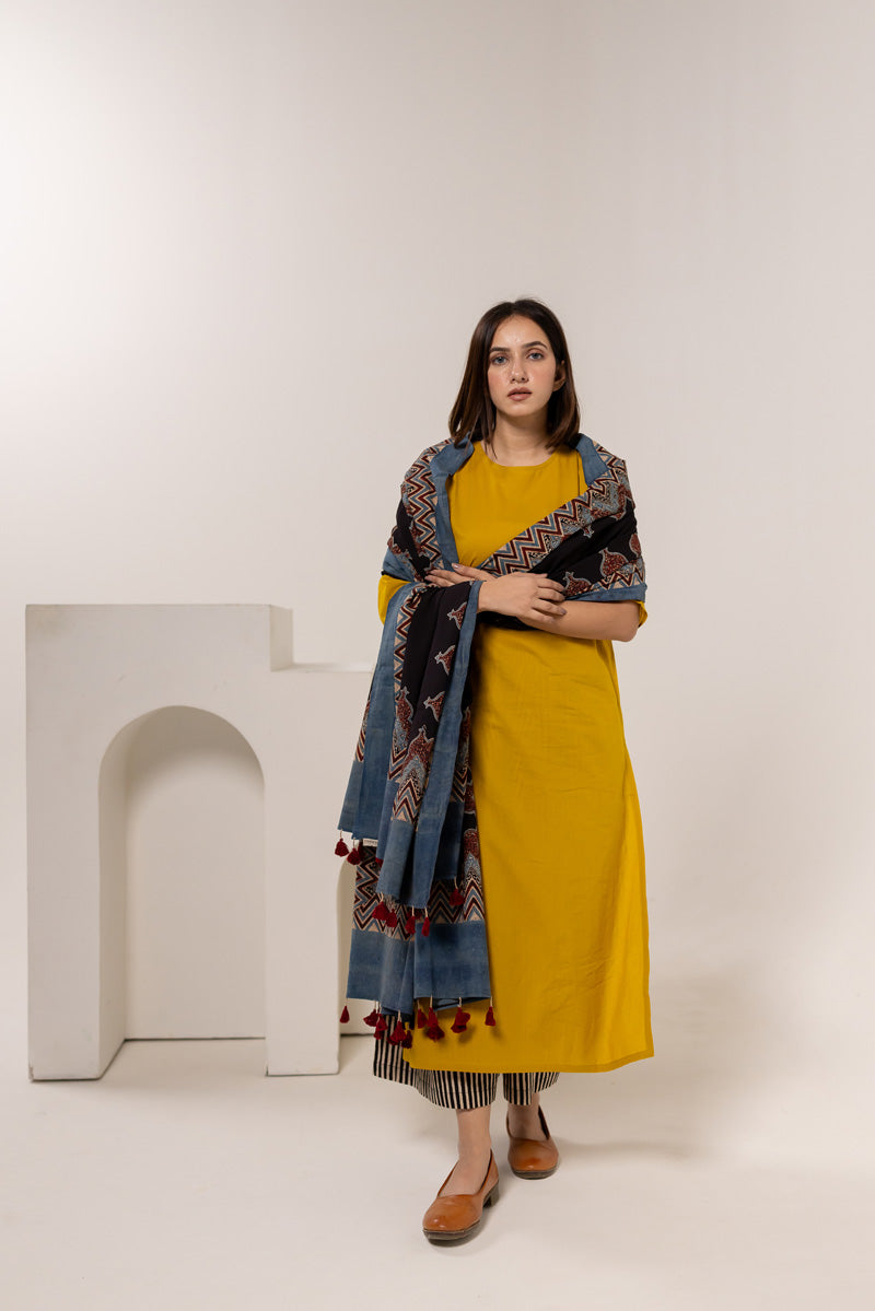 Set of 3 - Kurta, Dupatta, Culottes - Earthy Echoes 04