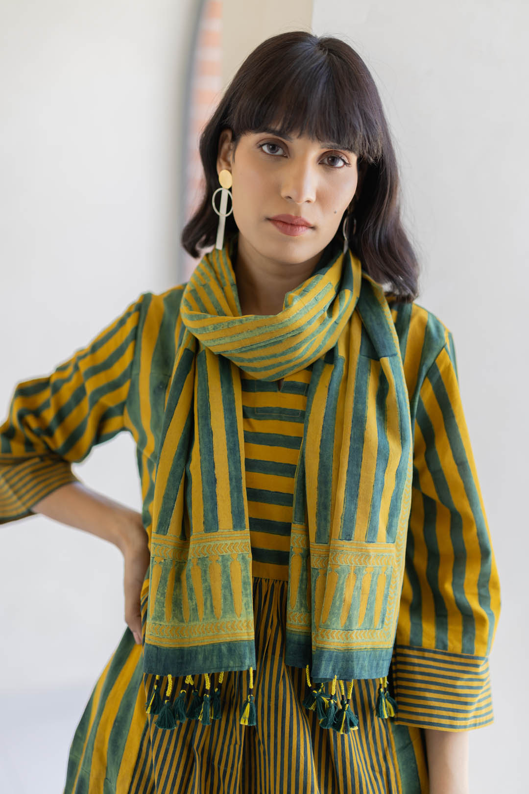 4 Panel Kurta Set of 3 - Moss leaf