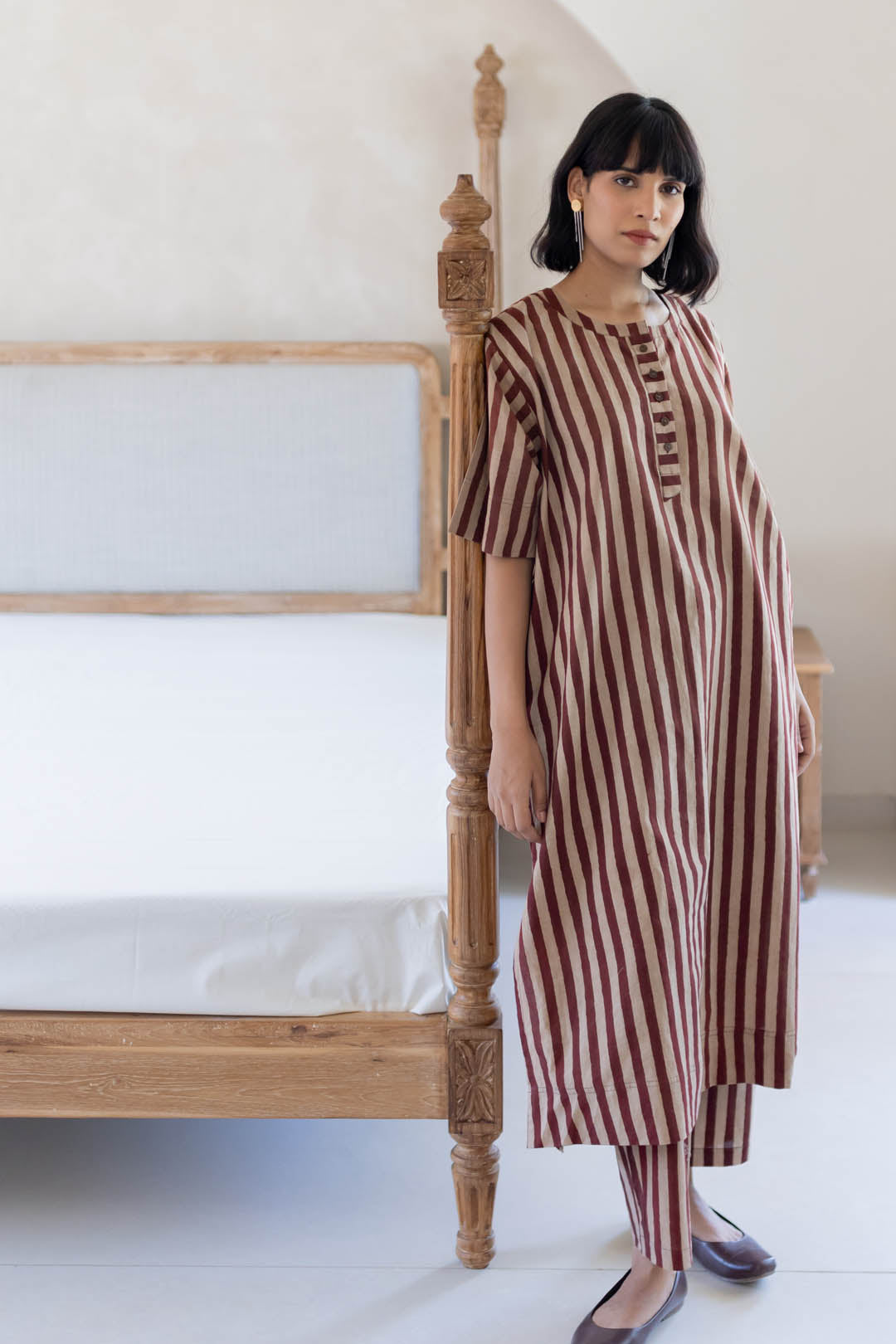 Omi Kurta Set of 2 - Maroon meadow