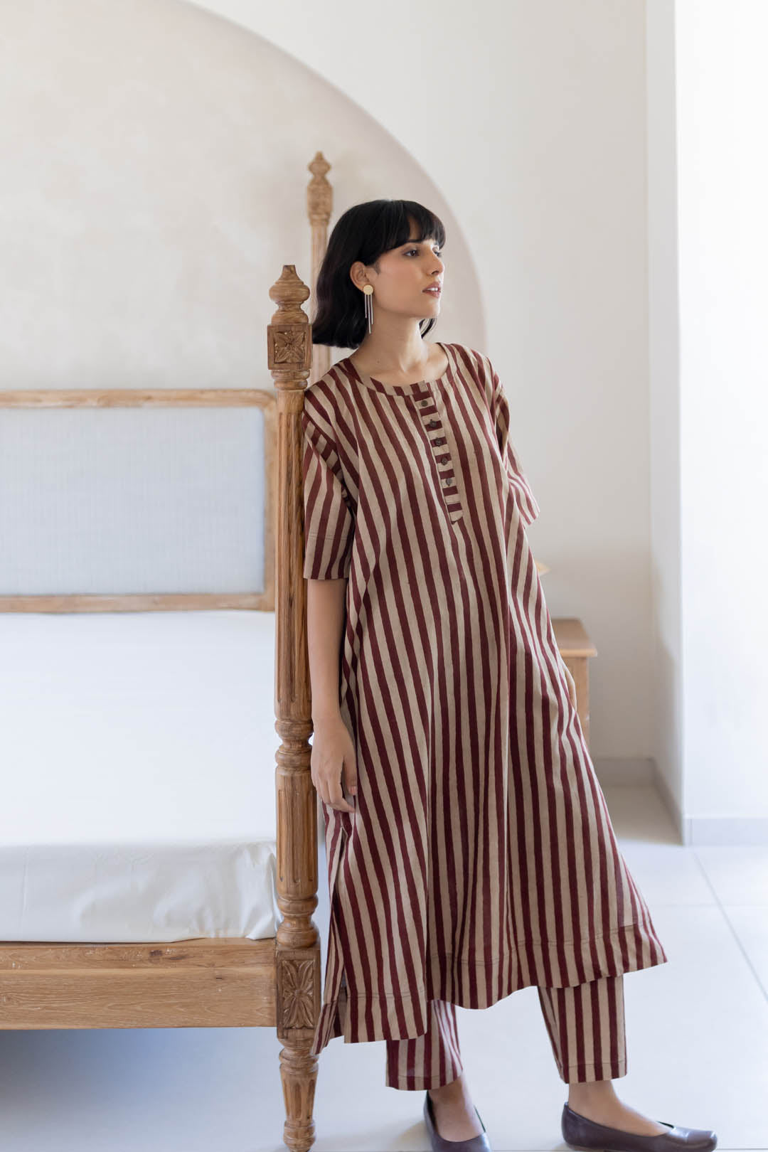 Omi Kurta Set of 2 - Maroon meadow