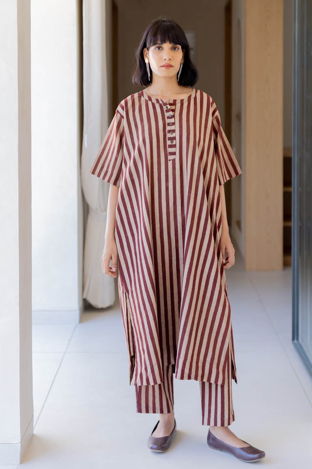 Omi Kurta Set of 2 - Maroon meadow