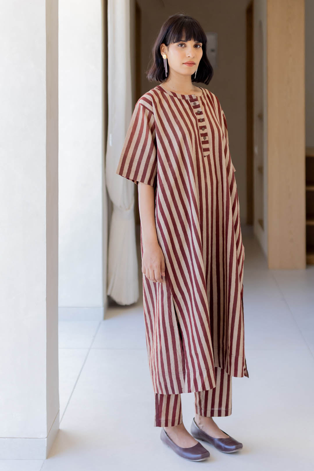 Omi Kurta Set of 2 - Maroon meadow