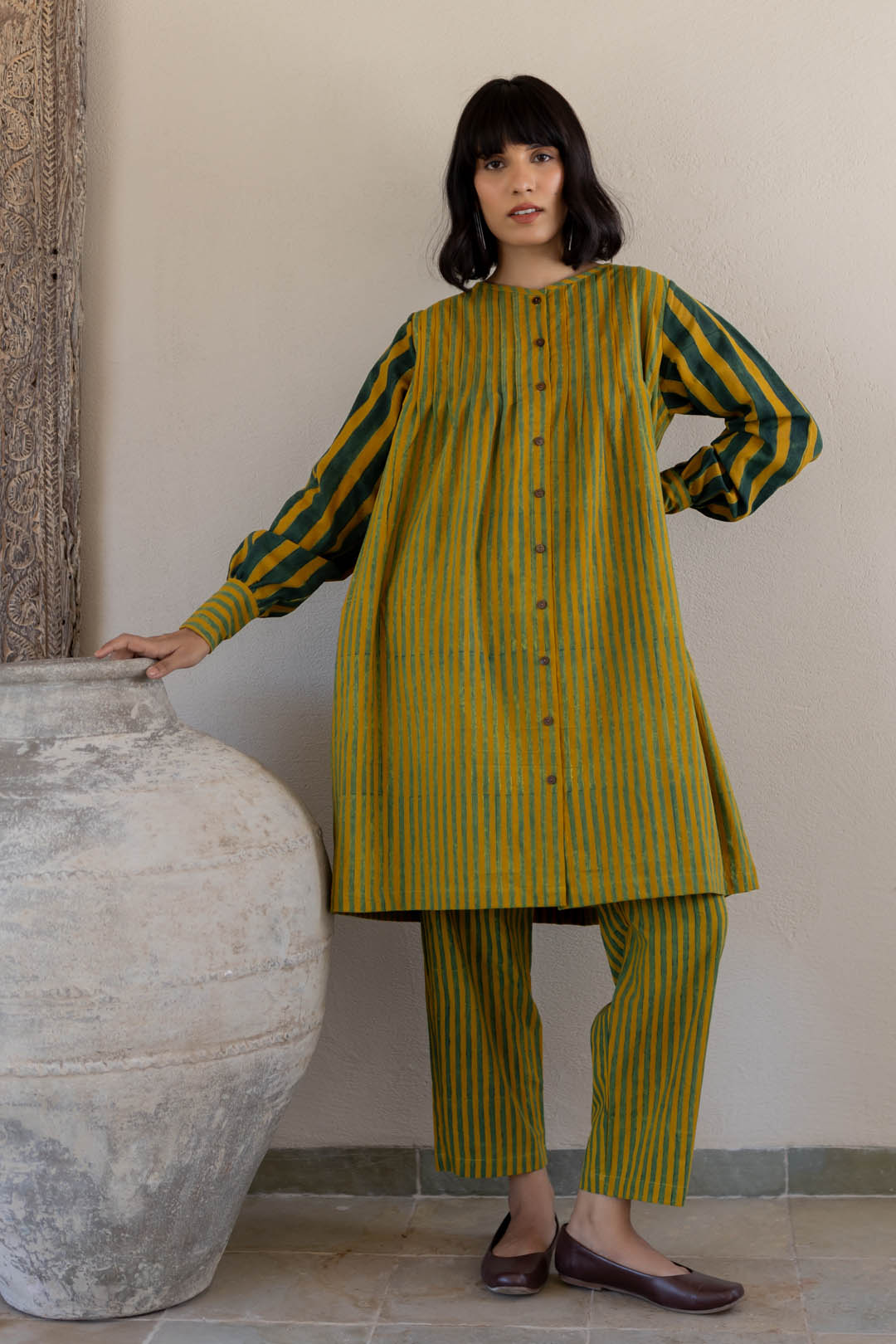 Navi Pintuck Tunic Set of 2 - Moss leaf