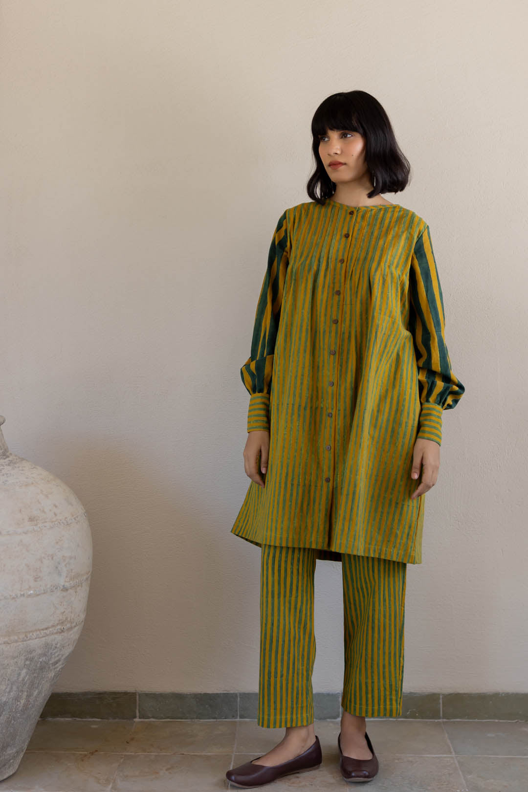 Navi Pintuck Tunic Set of 2 - Moss leaf