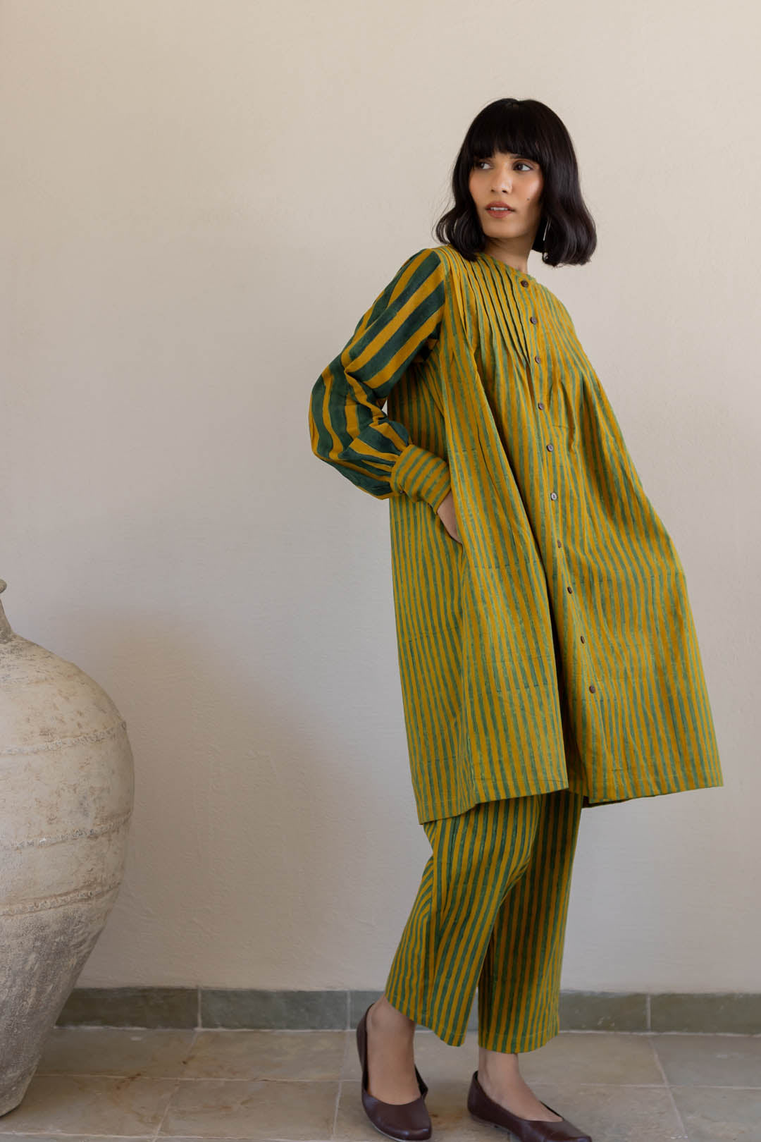 Navi Pintuck Tunic Set of 2 - Moss leaf