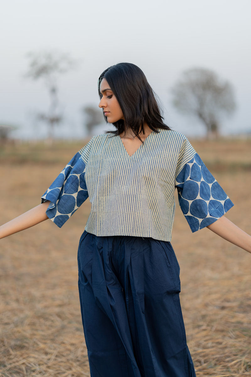 Basic Top - Indigo Stripes & Polka