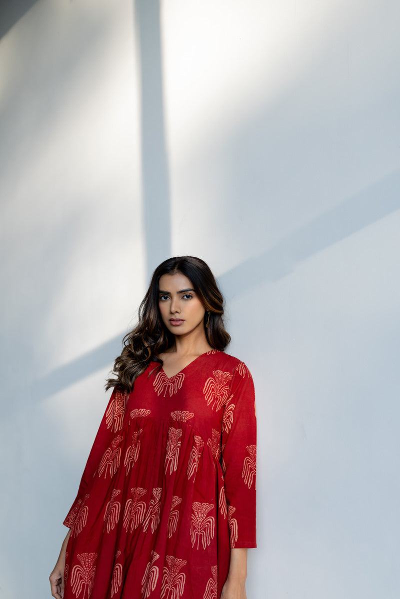 V neck Flared Dress - Yana