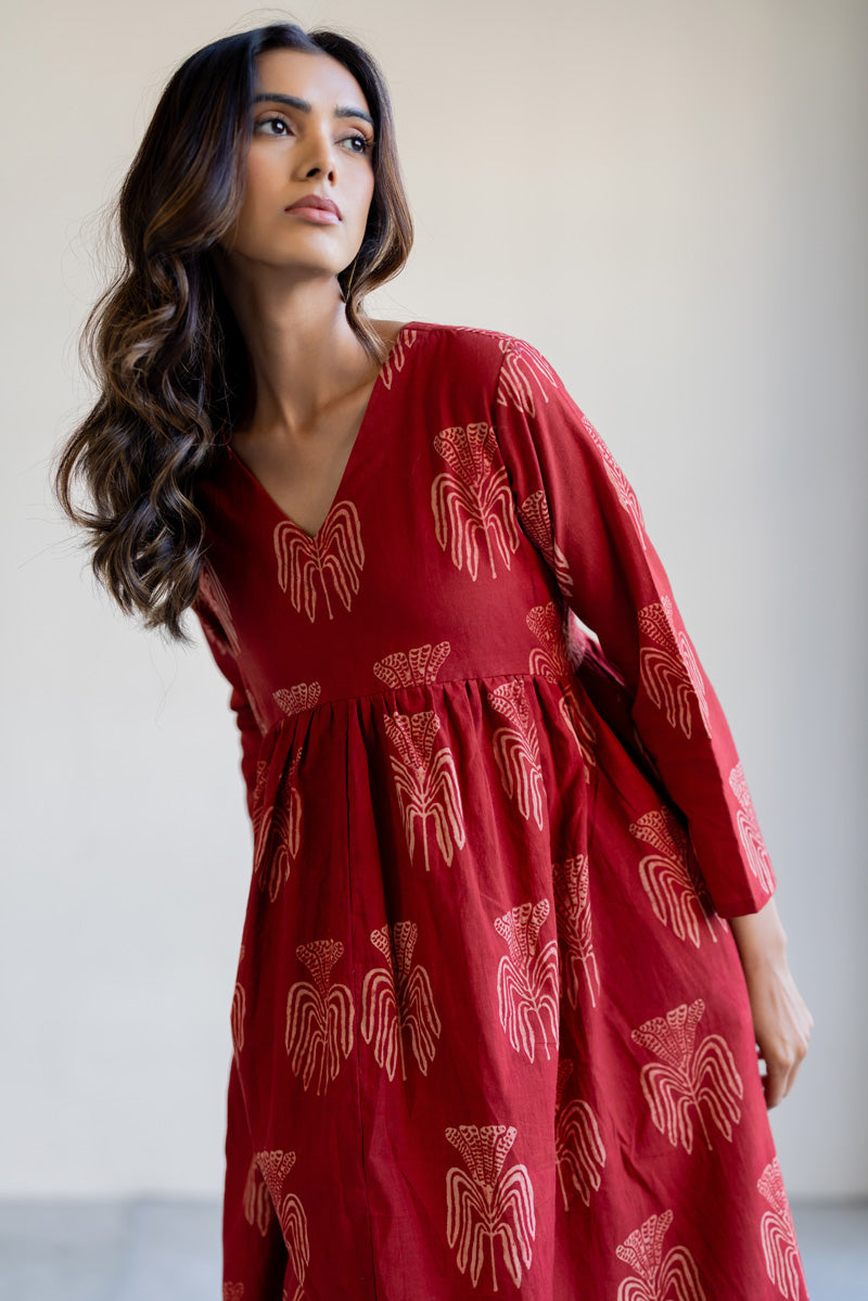 V neck Flared Dress - Yana