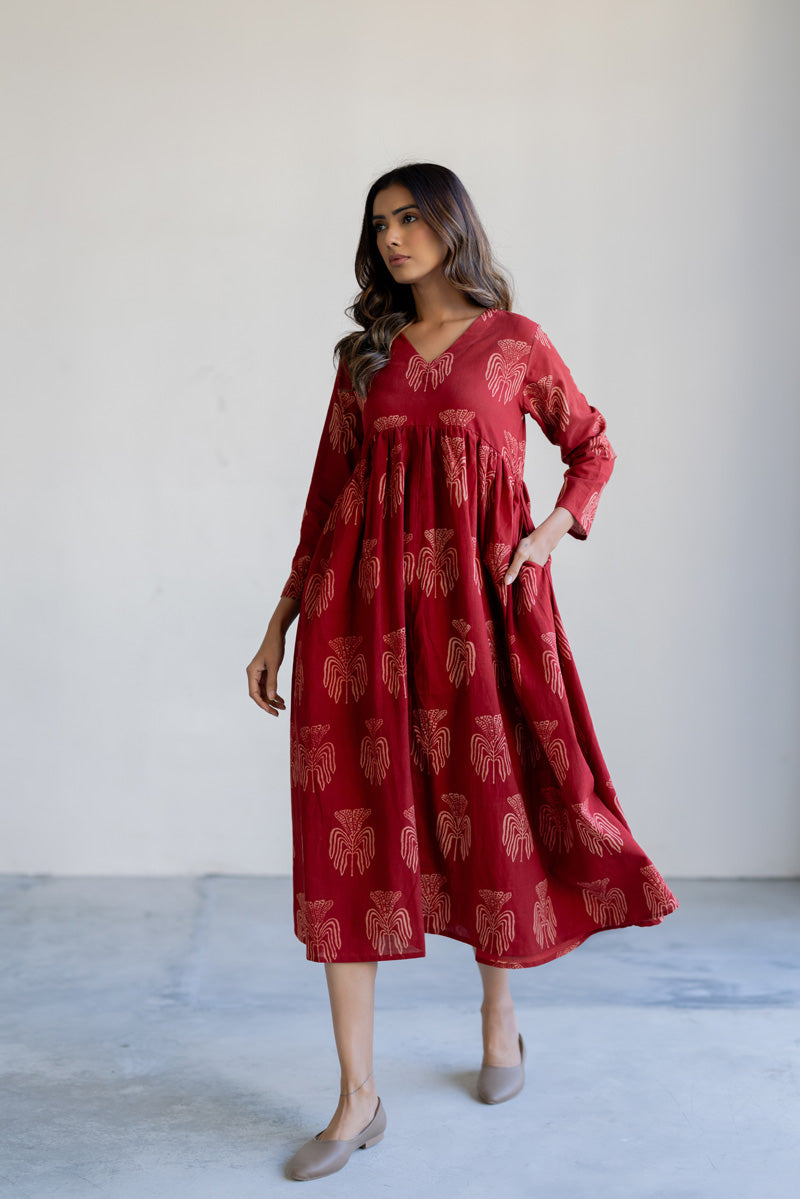 V neck Flared Dress - Yana