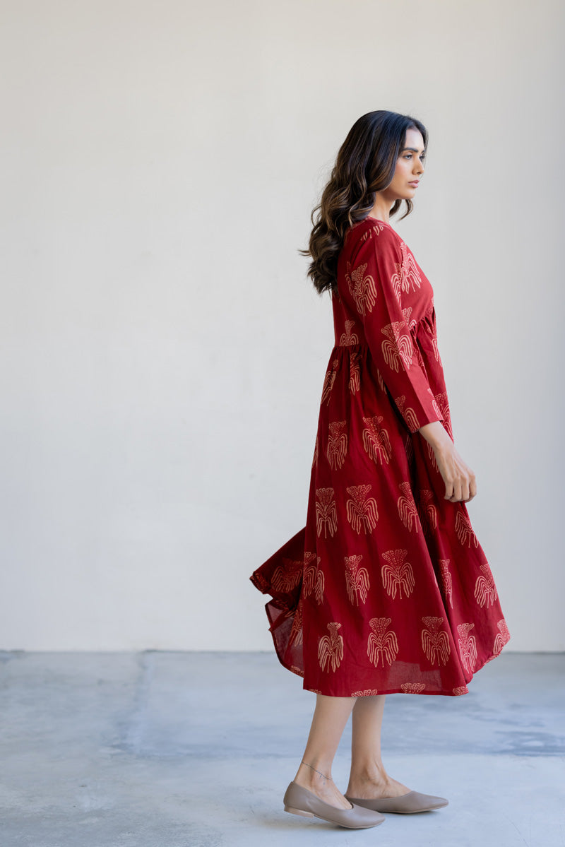 V neck Flared Dress - Yana