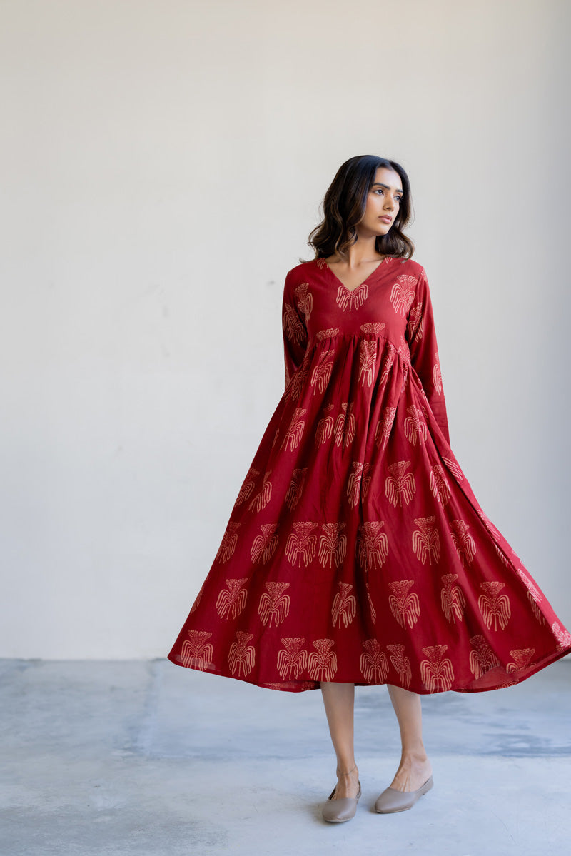 V neck Flared Dress - Yana