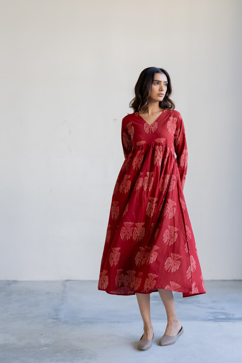 V neck Flared Dress - Yana