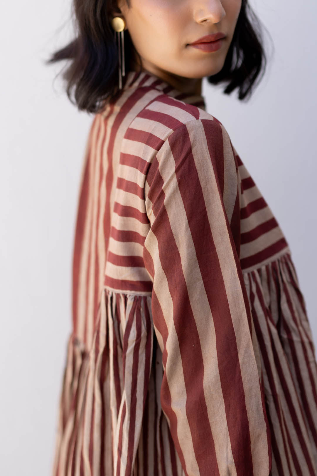 Pleated Dress - Maroon Meadow