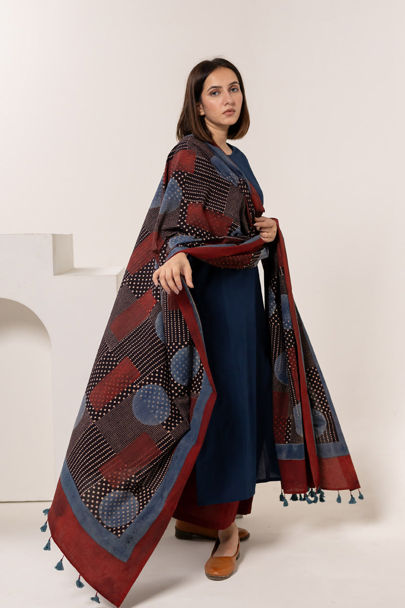 Cotton Dupatta - Polkas & Dots Black