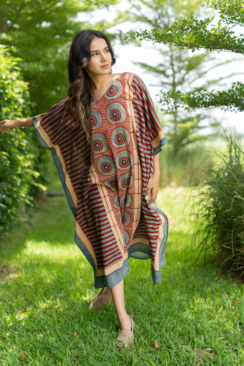 Freesize Kaftan - Raga Red