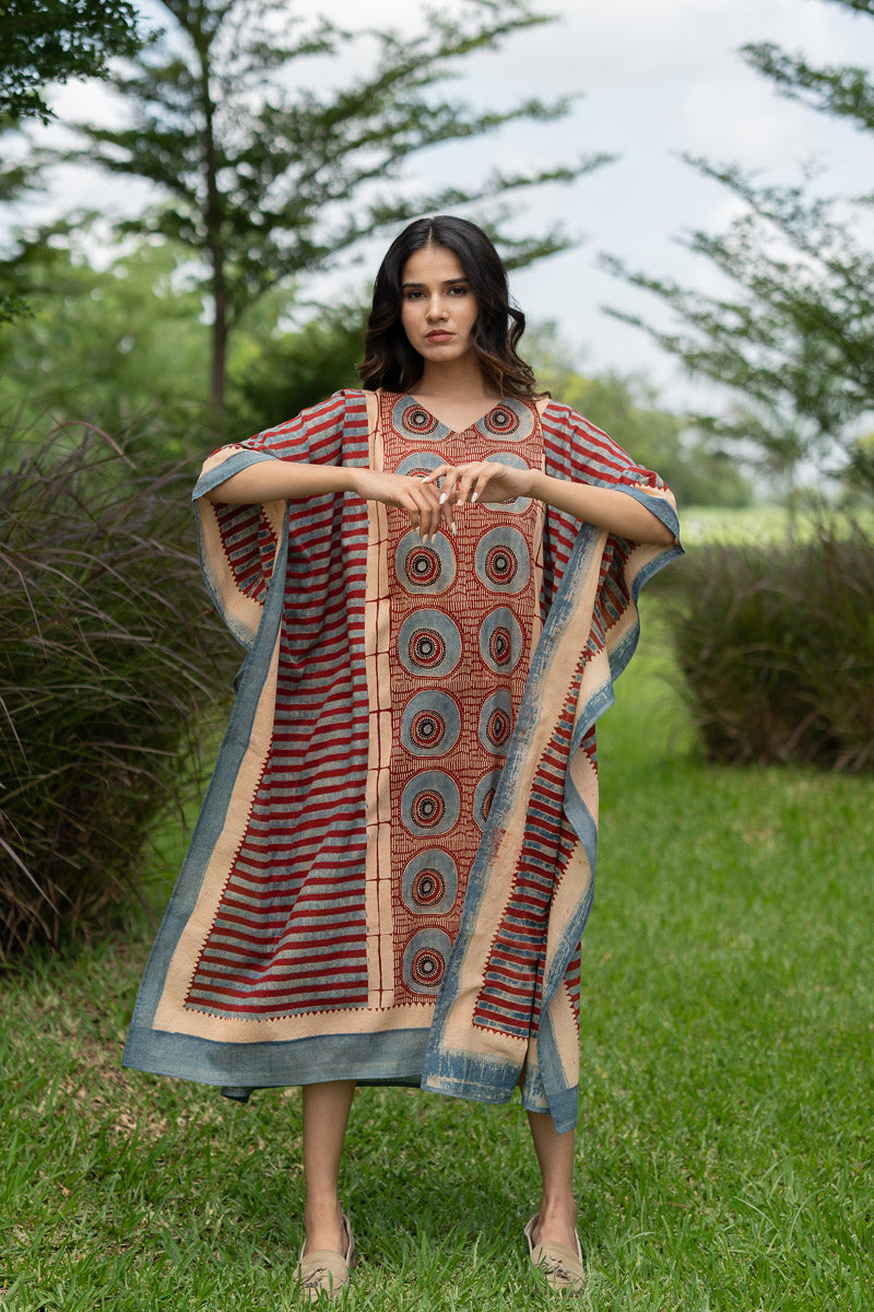 Freesize Kaftan - Raga Red