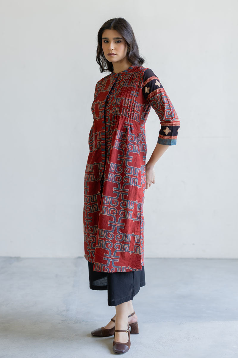 Pintuck Kurta - Avira Red