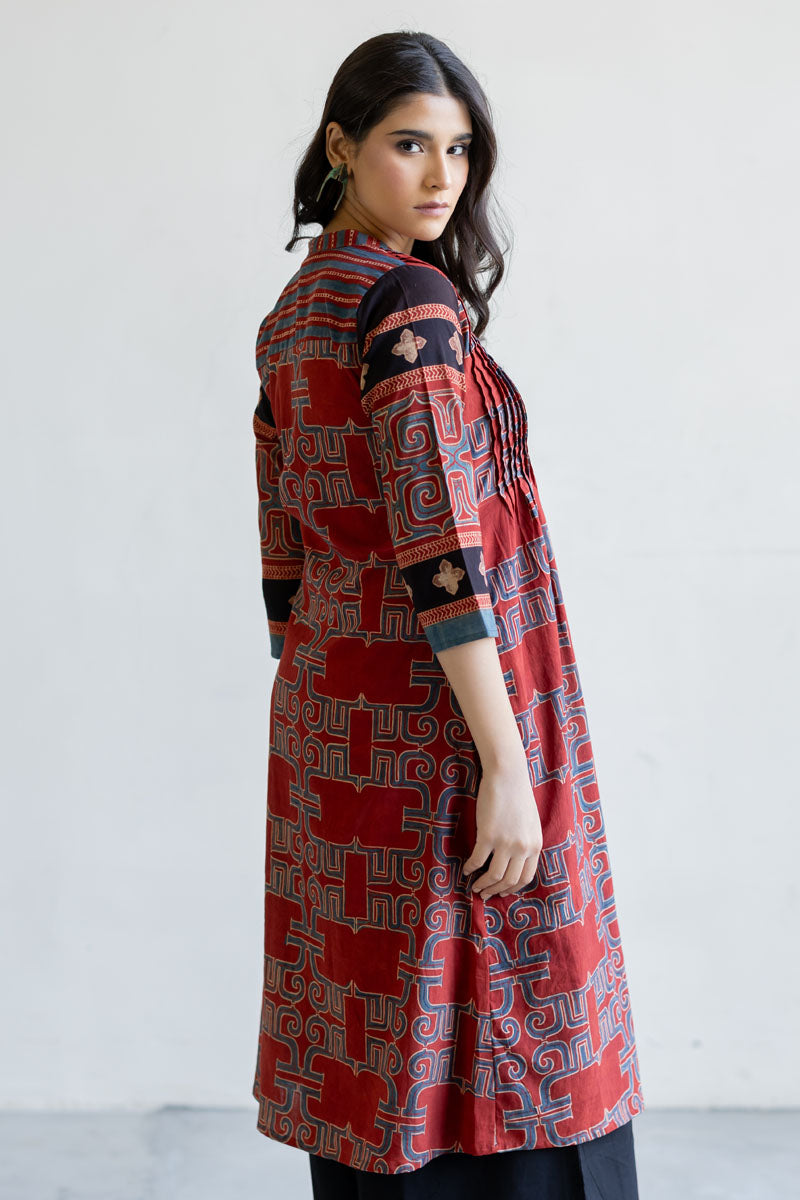 Pintuck Kurta - Avira Red