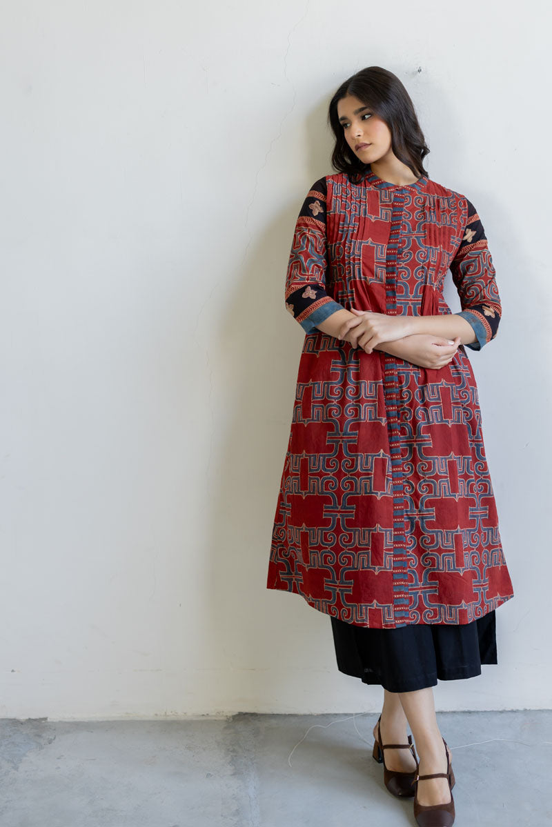Pintuck Kurta - Avira Red
