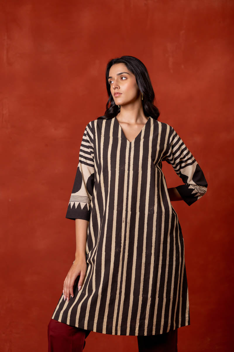 V Neck A Line Kurta - Aheli